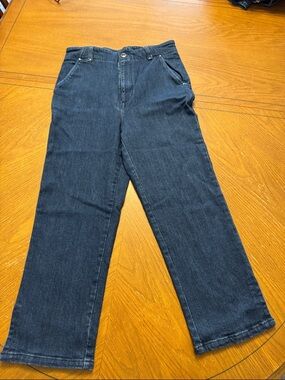 Anthropologie Mauve Size 29 High Waist Dark Wash Cropped Denim Jeans 22” inseam